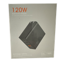 Cargador GaN 120W tres puertos con segundero negro