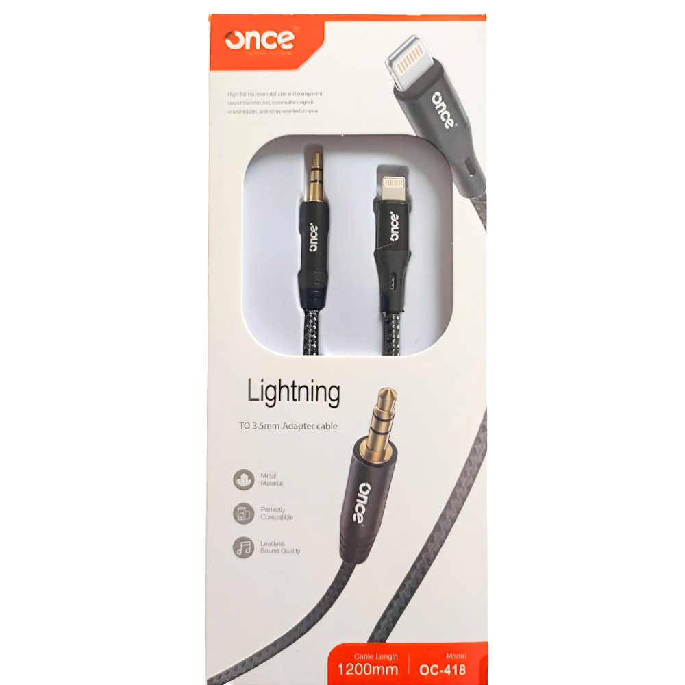 Cable de audio Lightning Jack 3.5mm 1.2Mts