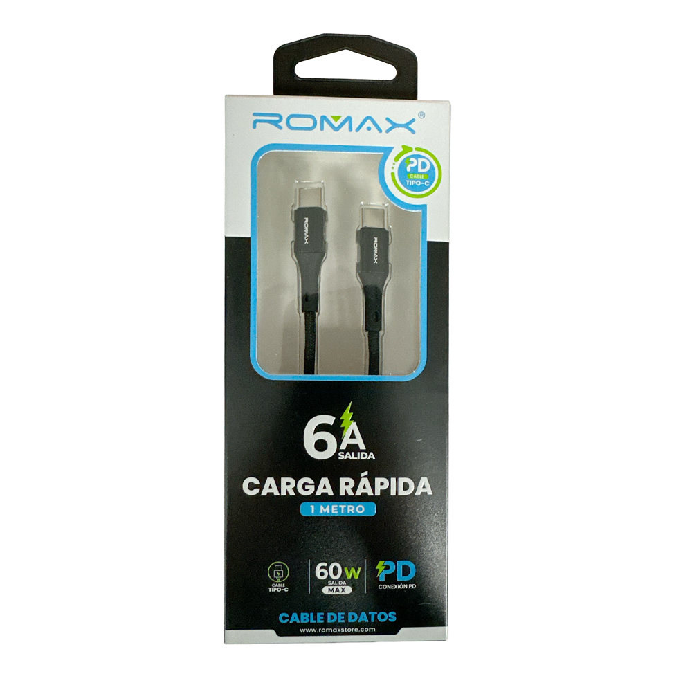 Cable 6A Tipo C-C 60w 1M 