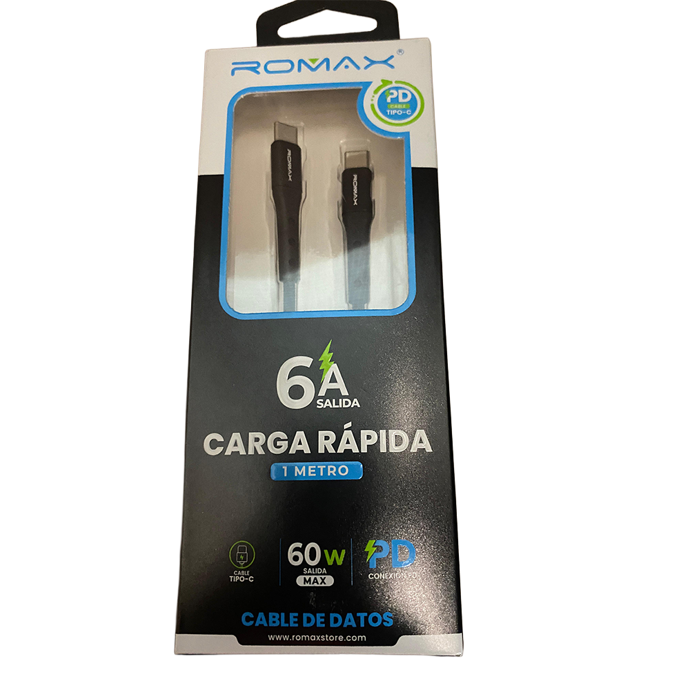 Cable 6A Tipo C-C 60w 1M