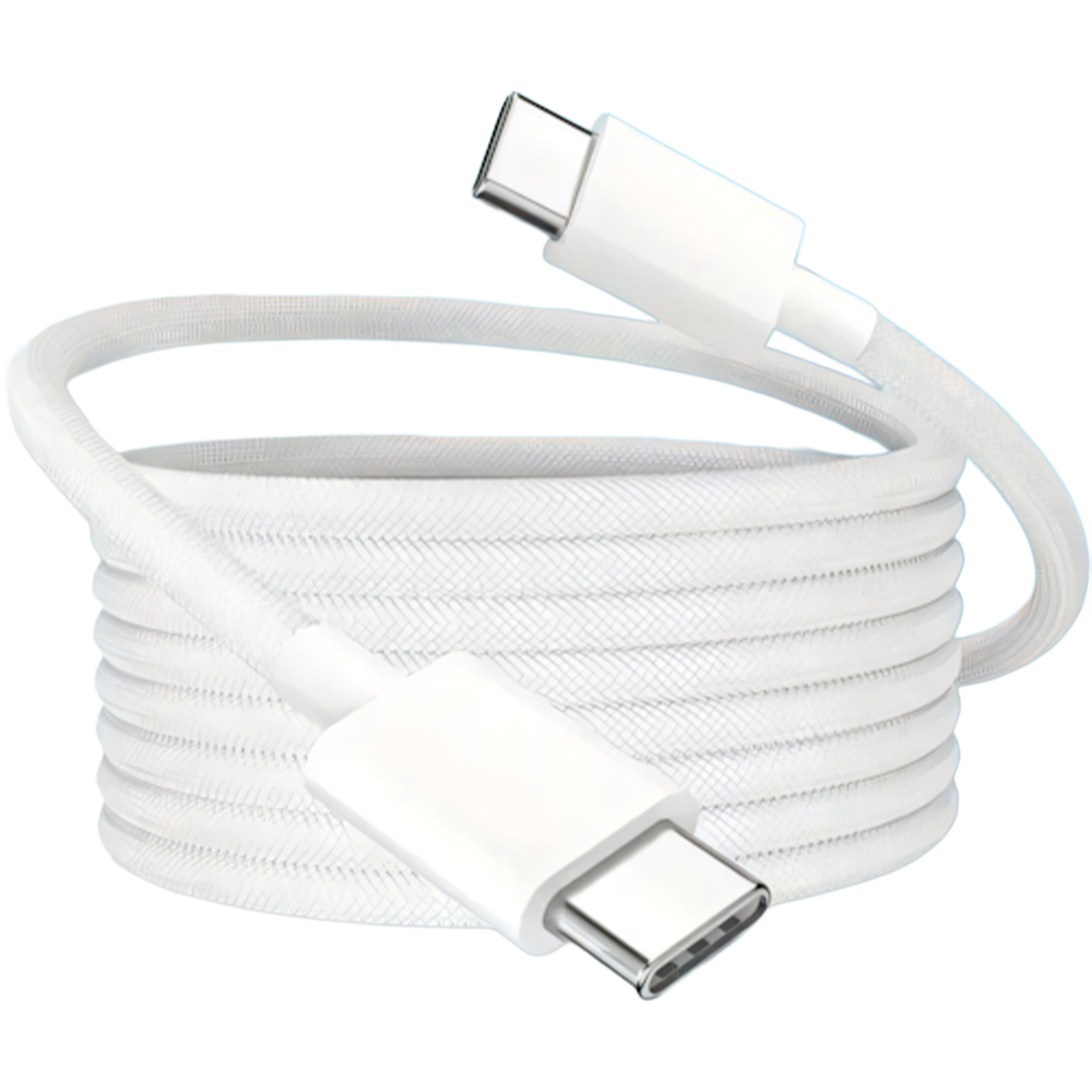 Cable  Tipo C a C Trenzado De 240W - 2 Metros Blanco