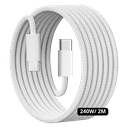 Cable  Tipo C-C Trenzado De 240W - 2 Mts Blanco Para Mac