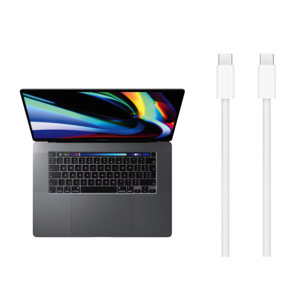 Cable  Tipo C-C Trenzado De 240W - 2 Mts Blanco Para Mac