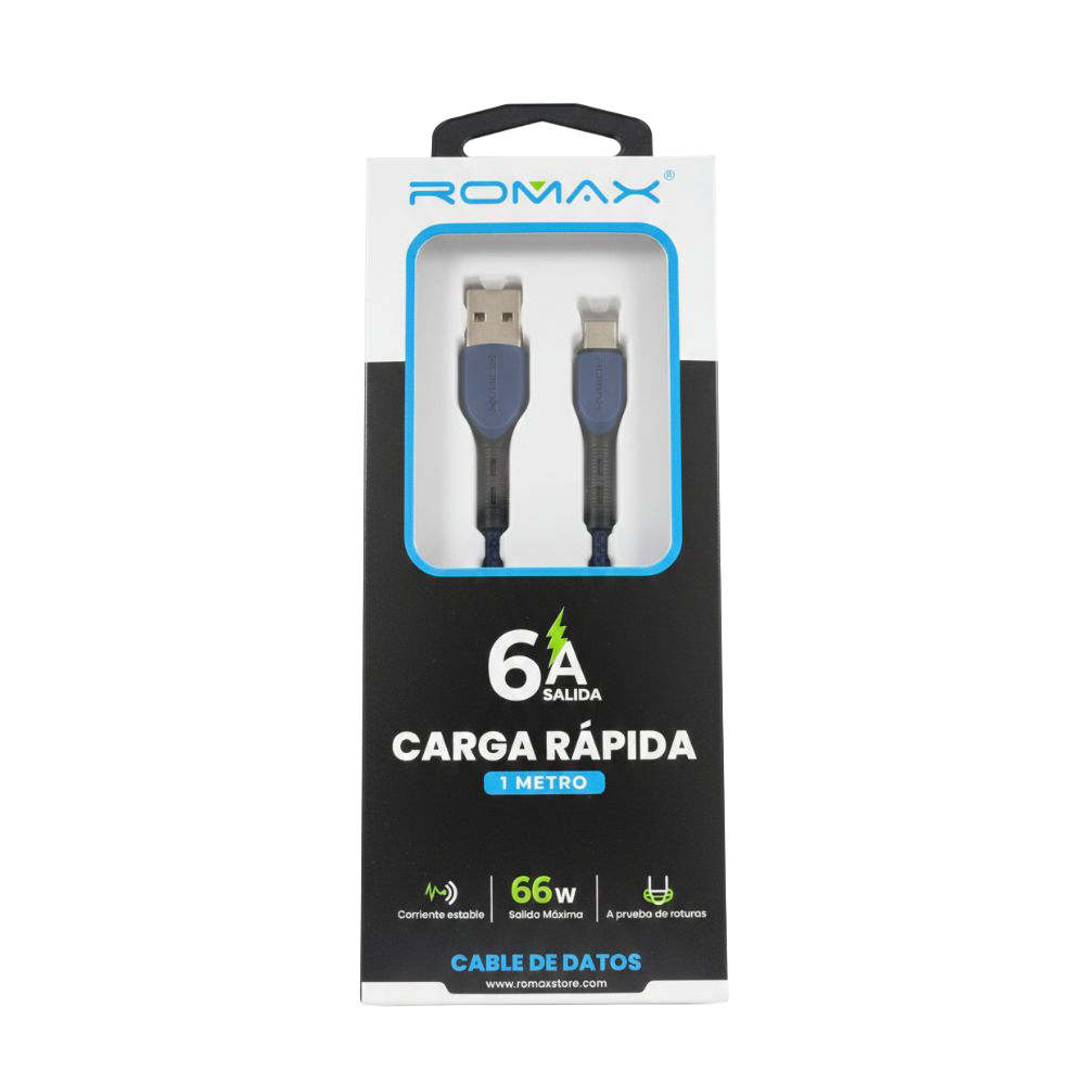 Cable 6A Tipo USB-C 66w 1 Mts 