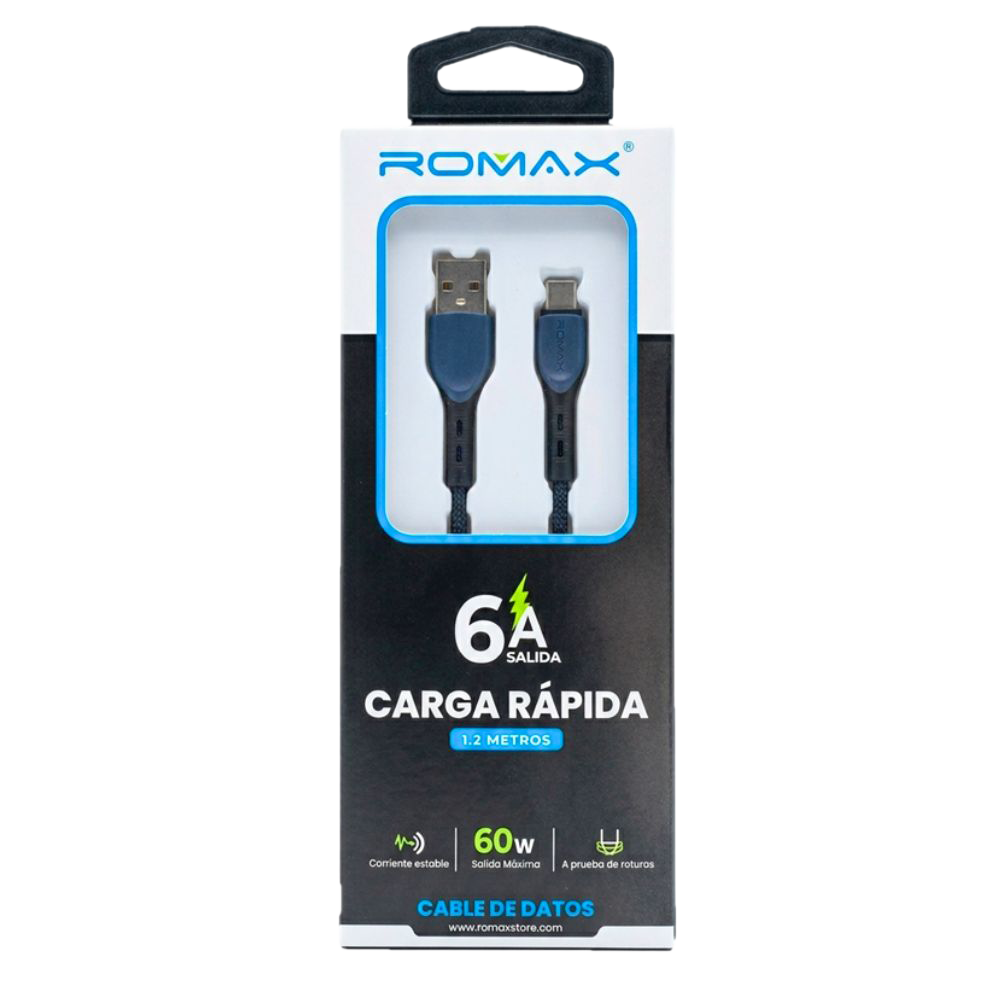 Cable 6A Tipo USB-C 60w 1.2 Mts