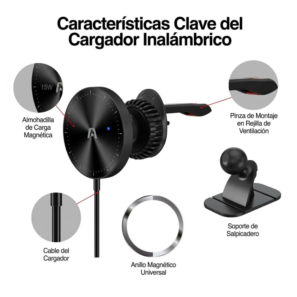 Soporte De Carga Inalambrica Para Auto M4