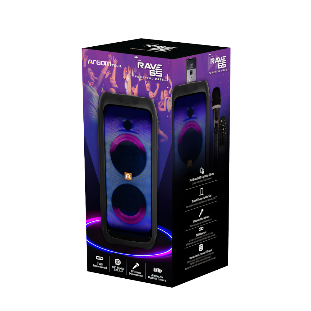 PARLANTE RAVE 65 CON LUZ LED TWS