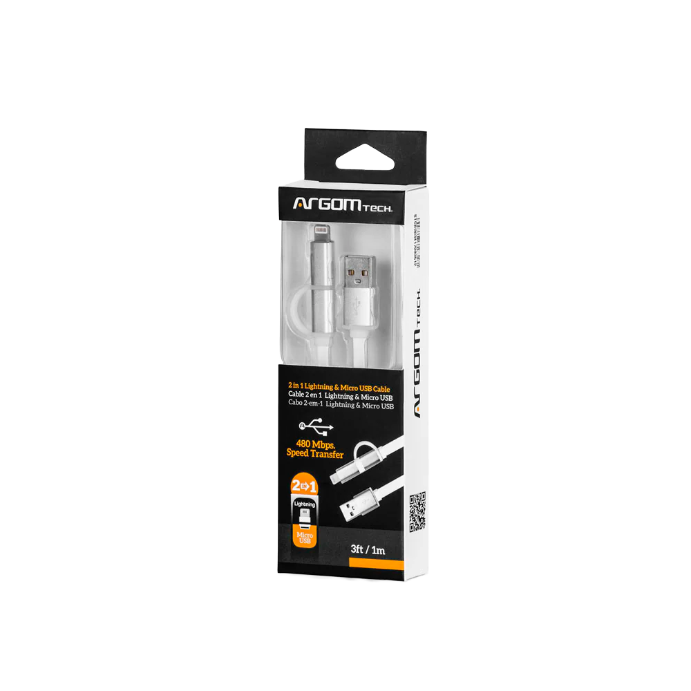 CABLE 2 EN 1 MICRO USB - LIGHTNING - 2 M