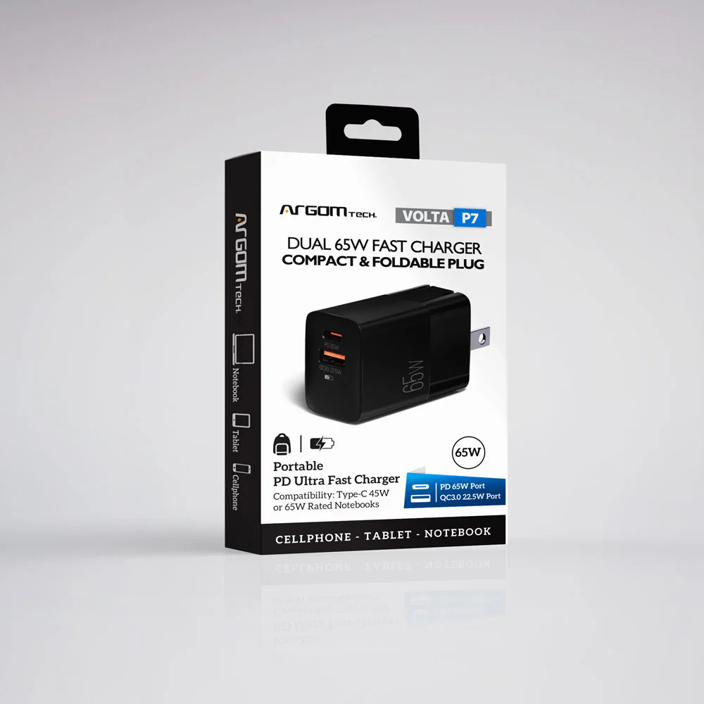 CARGADOR DUAL TIPO C - USB VOLTA P7 CARGA RAPIDA 65W 