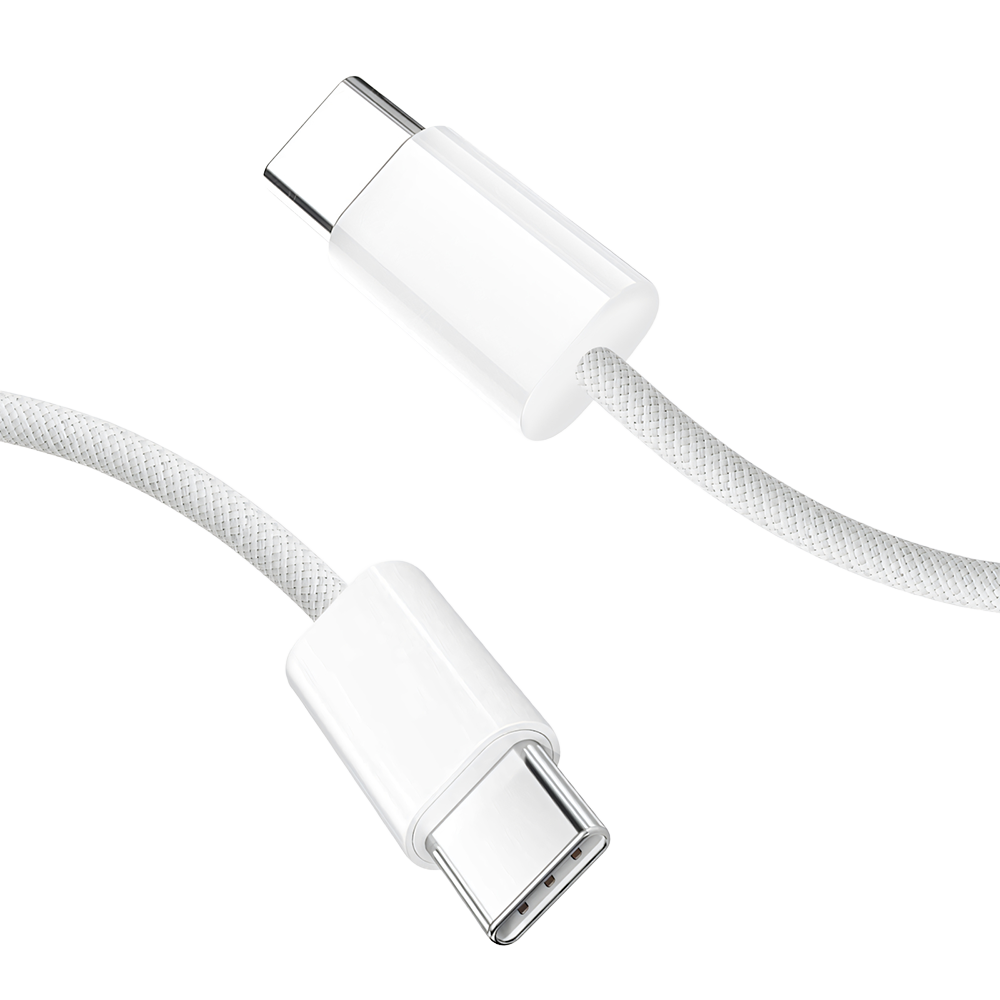 Cable  Tipo C-C Trenzado De 240W - 2 Mts Blanco Mac