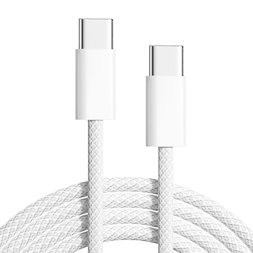 Cable Tipo C-C Trenzado De 240W - 2 Mts Blanco Para MacBook